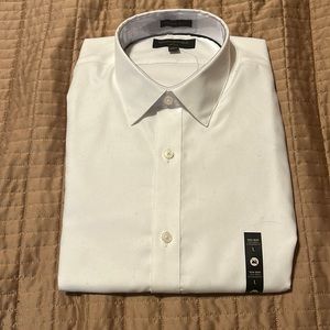 Brand New With Tags Banana Republic White Mens Button Up Fancy Dress Shirt